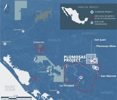 Figure 1: GR Silver Mining Plomosas Project mining concessions, Sinaloa, Mexico. (CNW Group/GR Silver Mining Ltd.)