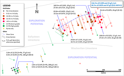 Exhibit 1. Plan Drill Hole Map of Denison Prospect, PG West Project (100% interest), Ireland (CNW Group/Group Eleven Resources Corp.)