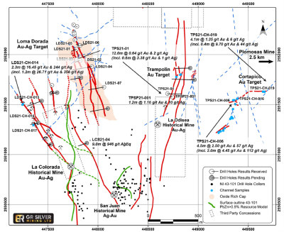 Figure 1: Geological Map of the Trampolín and Corta Pico Vein Systems (CNW Group/GR Silver Mining Ltd.)
