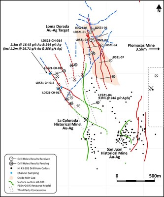 Figure 1:   Geological Map of the Loma Dorada – La Colorada Vein System (CNW Group/GR Silver Mining Ltd.)