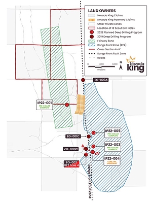 Figure 2. Detailed map of Iron Point Gold Project showing location of recent and planned exploration activities. (CNW Group/Nevada King Gold Corp.)