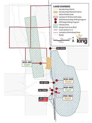 Figure 2. Detailed map of Iron Point Gold Project showing location of recent and planned exploration activities. (CNW Group/Nevada King Gold Corp.)