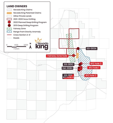 Figure 3. Detailed map of Iron Point Gold Project showing location of recent and planned exploration activities. (CNW Group/Nevada King Gold Corp.)