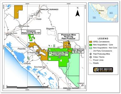 Figure 1   Location of Acquired Oro Gold Concessions (CNW Group/GR Silver Mining Ltd.)