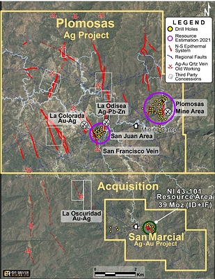 Figure 2: Plomosas Project - Location Map of 9 Mineralized Corridors (CNW Group/GR Silver Mining Ltd.)