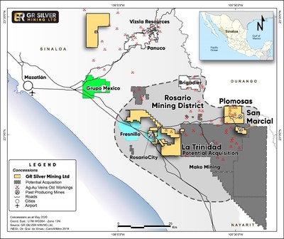 Figure  1  - Location Map  - GR Silver Mining Ltd. Portfolio and Potential Acquisition (CNW Group/GR Silver Mining Ltd.)