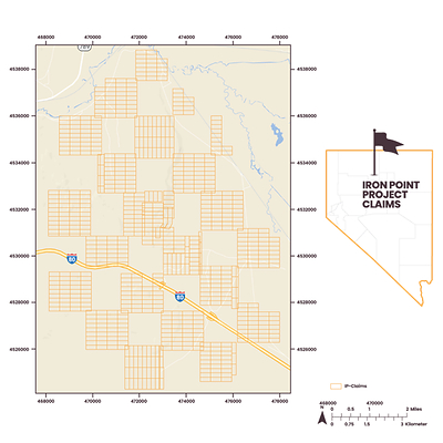 Figure 2: Iron Point Project claims map. (CNW Group/Nevada King Gold Corp.)