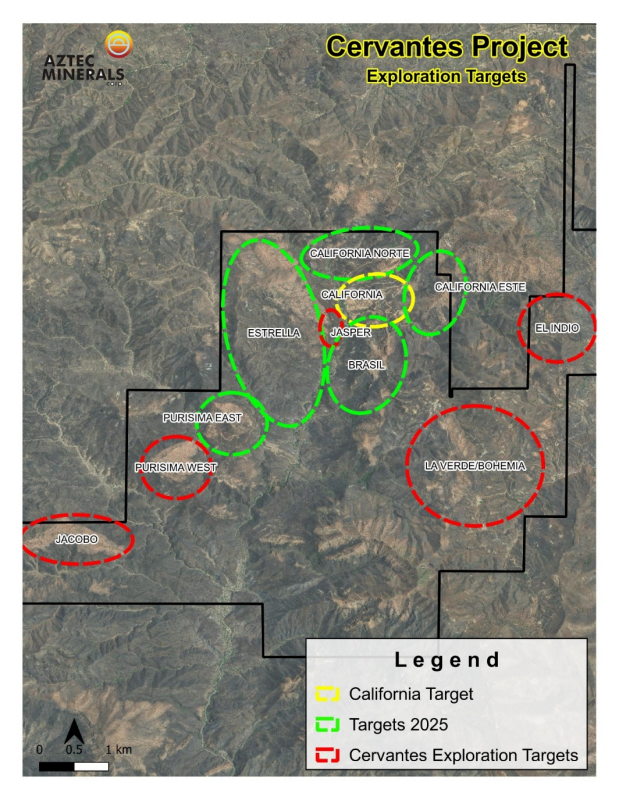 Figure 1: Cervantes Project 2025 Surface Exploration
Areas