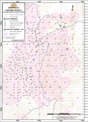 Figure 1: Drill hole location map for El Domo deposit (CNW Group/Adventus Mining Corporation)
