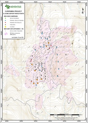 ADZN (tsxv), ADVZF (otcqx) - El Domo Deposit, Curipamba Project - Drill Collar Map (April 1, 2021) (CNW Group/Adventus Mining Corporation)