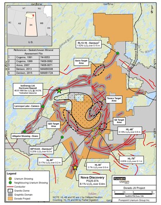 Figure 1: Location of the Q48 Nova Discovery, Q2, Turaco & Serin Target areas, the initial focus of the 2025 drill program, highlighted. * See Qualified Person Statement below. (CNW Group/IsoEnergy Ltd.)