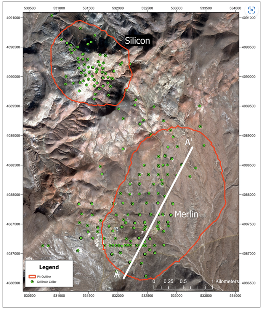 Figure 1: Overview of AngloGold's Beatty Project, the Expanded Silicon Project and Orogen's royalty area of interest.