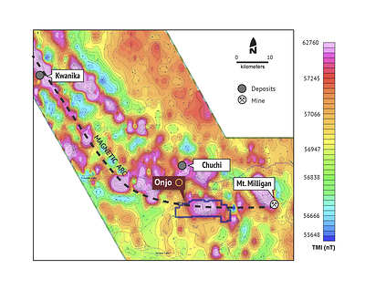 Figure 2: Magnetic Trend in the Quesnellia Arc(3) (CNW Group/Orogen Royalties Inc.)