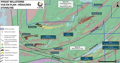 Figure 1: Plan view Map of Belleterre Mine Trend Area (CNW Group/Vior Inc.)