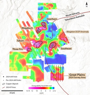 Figure 2 – Great Plains DCIP 3D Inversion with compiled historic DCIP data2 (CNW Group/Vizsla Copper Corp.)