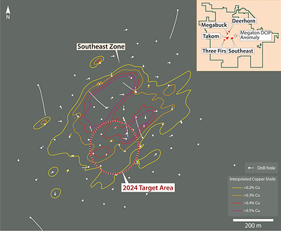 Figure 5 – Southeast Deposit Target Area (Grade Shells at 790masl) (CNW Group/Vizsla Copper Corp.)