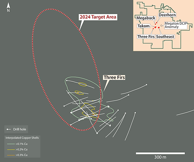 Figure 4 – Three Firs Zone Target Area (Grade Shells at 800masl) (CNW Group/Vizsla Copper Corp.)