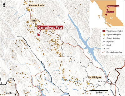 Figure 1 – Carruthers Pass Project Location Map (CNW Group/Vizsla Copper Corp.)