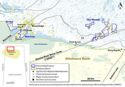 Figure 1: Fortune Bay’s Partner-Funded Uranium Projects (CNW Group/Fortune Bay Corp.)