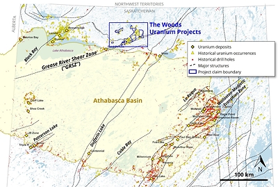 Figure 1: The Woods Uranium Projects – District-Scale Opportunity (CNW Group/Fortune Bay Corp.)