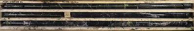 Figure 6: M24-020 radioactive intersections in graphitic pelite along strike 50 m to the SW of M24-017 (target H15). (CNW Group/Fortune Bay Corp.)