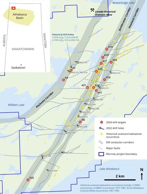 Figure 1: Murmac 2024 Drill Targets. (CNW Group/Fortune Bay Corp.)