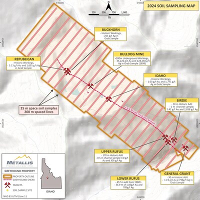 Map of Proposed Soil Sampling on the Greyhound Property (CNW Group/Metallis Resources Inc.)