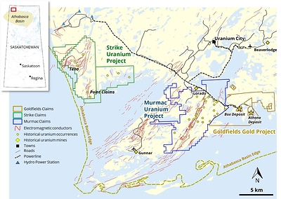 Figure 1: Location of Fortune Bay’s Murmac, Strike and Goldfields Projects. (CNW Group/Fortune Bay Corp.)