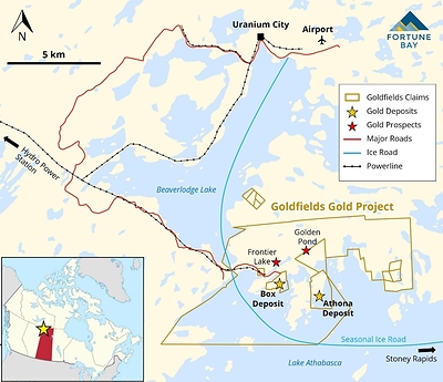 Figure 1: Location of the Goldfields Project (CNW Group/Fortune Bay Corp.)