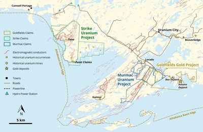 Figure 2: Location of the Murmac, Strike and Goldfields Projects. (CNW Group/Fortune Bay Corp.)