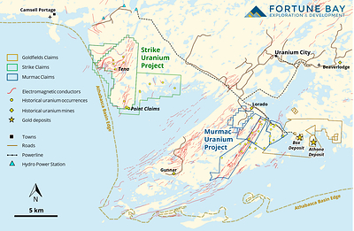 Figure 2: Location of the Goldfields, Strike and Murmac Projects. (CNW Group/Fortune Bay Corp.)