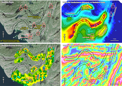 Figure 3. Initial drill target areas for the Strike Uranium Project (Tena, Tena South, L1-4, J2&3, K3). (CNW Group/Fortune Bay Corp.)
