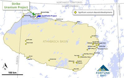 Figure 1: Strike Uranium Project location map. (CNW Group/Fortune Bay Corp.)