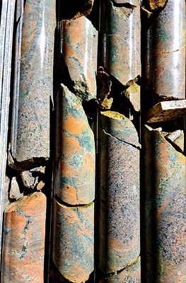 Figure 2. Sulfide (pyrite +/- chalcopyrite) bearing Iron Breccia (with hematite and chlorite) at approximately 25m downhole in OEDD-38. Core is HQ or 6.3cm in diameter (CNW Group/Awale Resources)
