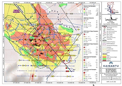 Figure 1: Comparative Au(ppm) Geochemistry from the Mountain Gate Sample Grid (CNW Group/Kainantu Resources Ltd.)