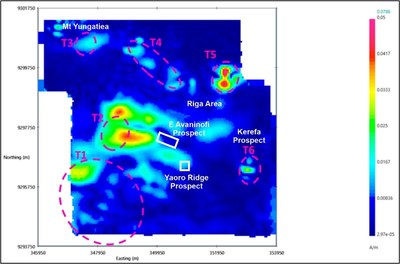 Figure 5: Tirokave: A - Magnetic model (1800m) (CNW Group/Kainantu Resources Ltd.)