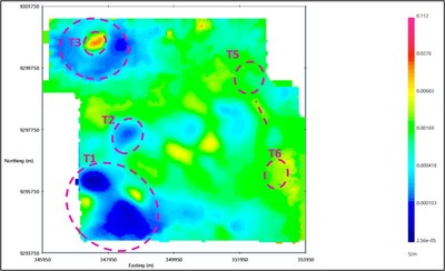 Figure 5: Tirokave: B - Conductivity model (2000m) (CNW Group/Kainantu Resources Ltd.)