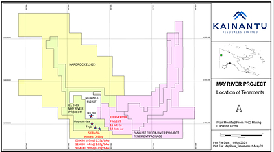 Figure 1: May River Project: Tenements and Location (CNW Group/Kainantu Resources Ltd.)