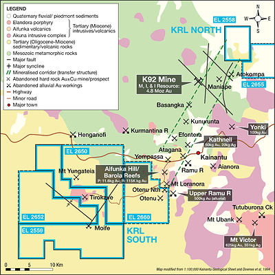 KRL's overall exploration package (CNW Group/Kainantu Resources Ltd.)