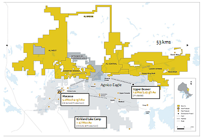Map 1 – Combined land package, approximately 36,300 hectares (363 km2)[1] (CNW Group/Warrior Gold Inc.)
