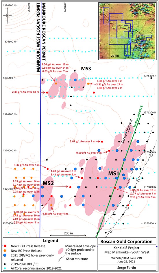 Figure 1: Plan View of the Mankouke Drilling (MS1, MS2 and MS3)