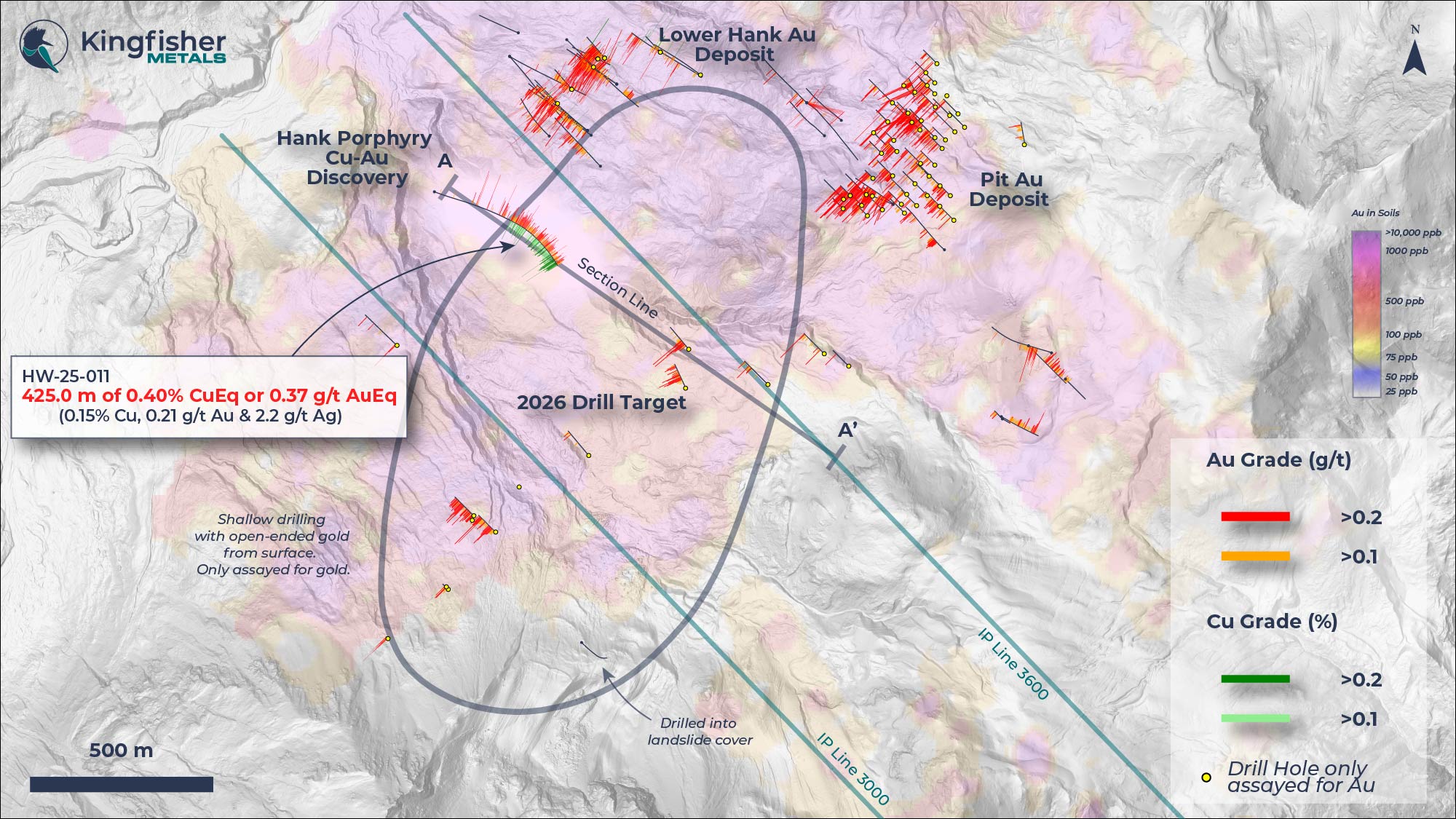 Figure 1: Plan View Historical and 2025 Drillhole Locations