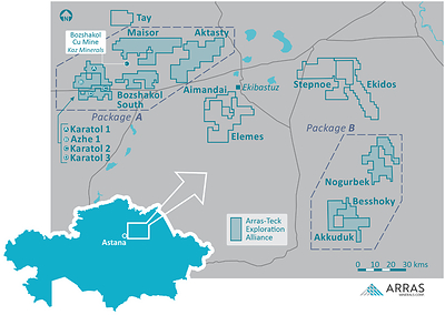 Figure 9: Arras Minerals Elemes Project and project portfolio located in Pavlodar, Northeastern Kazakhstan. (CNW Group/Arras Minerals Corp.)