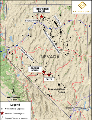 Figure 1.  Eminent Projects Location Map (CNW Group/Eminent Gold Corp.)