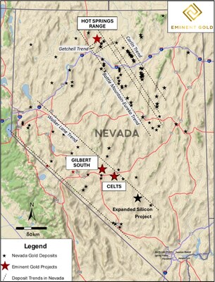 Figure 2.  Eminent Projects Location Map (CNW Group/Eminent Gold Corp.)