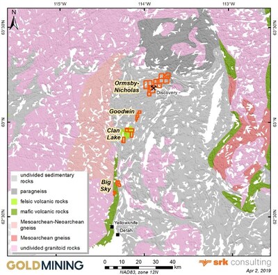 Figure 1 – Location of the Yellowknife Gold Project landholdings located north of the City of Yellowknife, Northwest Territories, Canada. (CNW Group/GoldMining Inc.)