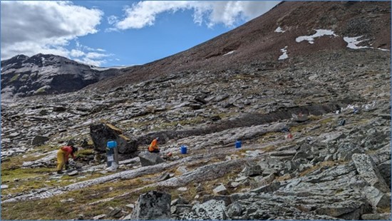 Cannot view this image? Visit: https://images.newsfilecorp.com/files/9800/229472_personnel%20collecting%20rock%20samples_550.jpg