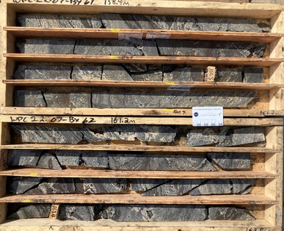 Photo 2 Portion of Lower Massive Sulfide Interval WPC22-07 
150.4-164.4 meters – 14.0 meters - Massive Intergrown Sphalerite, Argentiferous Galena and Recrystalline Dolomite (CNW Group/Western Alaska Minerals Corp.)