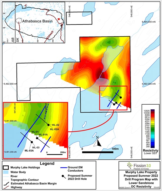 Cannot view this image? Visit: https://orders.newsfilecorp.com/files/8110/129980_Map%202%20ML%20Proposed%20S2022%20Drill%20Program%20Map%20with%20SST%20Res_03Jul22_550.jpg