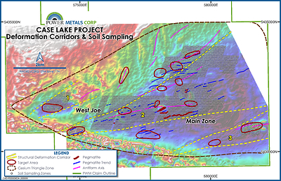 Figure 4 – Soil sampling and field program locations to be conducted at the CTZ at Case Lake (CNW Group/Power Metals Corp.)